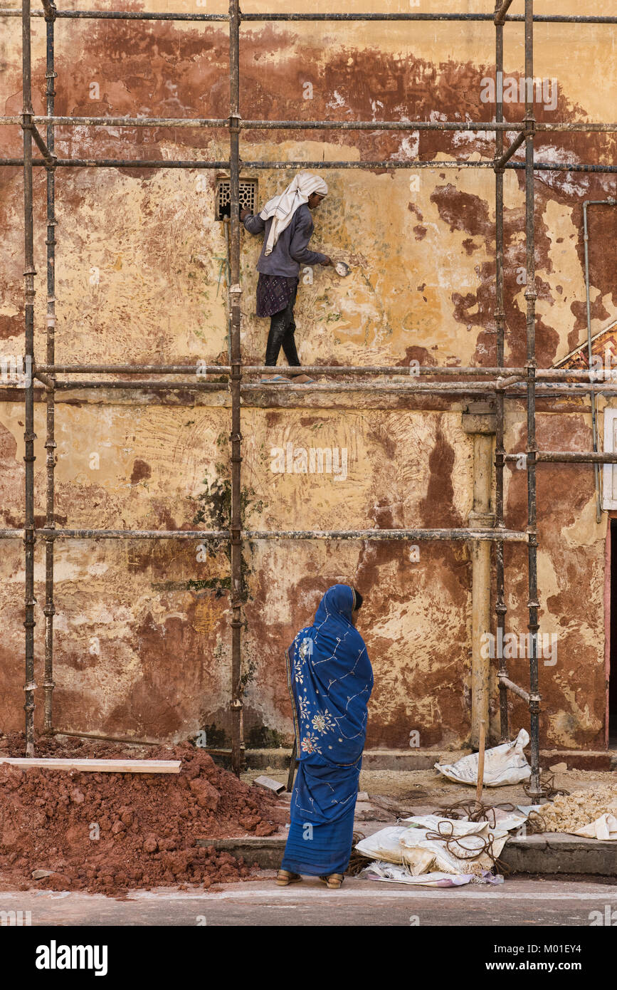 Female construction worker, Jaipur, India Stock Photo