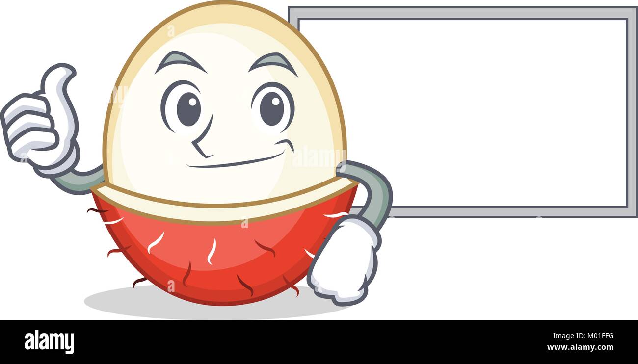 Thumbs up with board rambutan character cartoon style Stock Vector ...