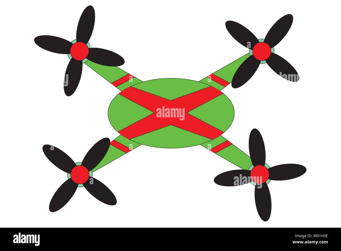 Illustration of drone with four propellers, vector of quadcopter/ of