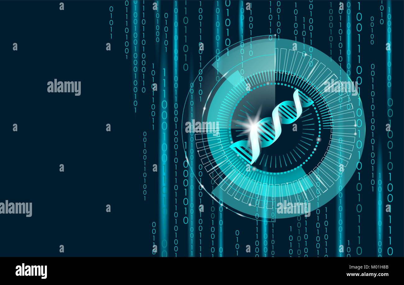 DNA binary code future computer technology concept. Genome ...