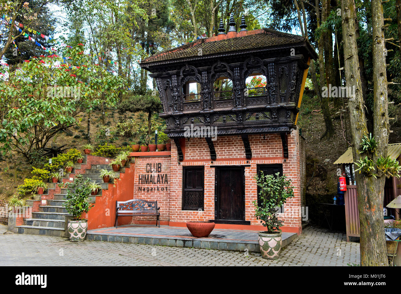 Entrance to the Club Himalaya Hotel, Nagarkot, Kathmandu, Nepal Stock Photo