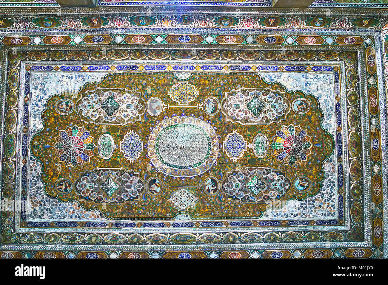 SHIRAZ, IRAN OCTOBER 12, 2017 The masterpiece mirror ceiling in