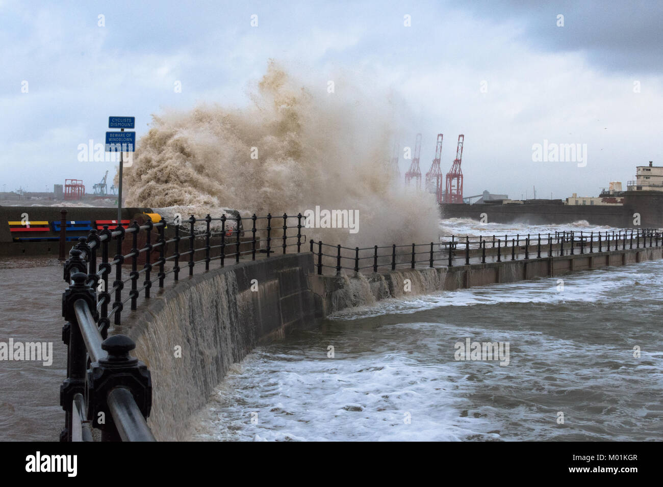 High Tides and big waves at New Brighton Stock Photo Alamy