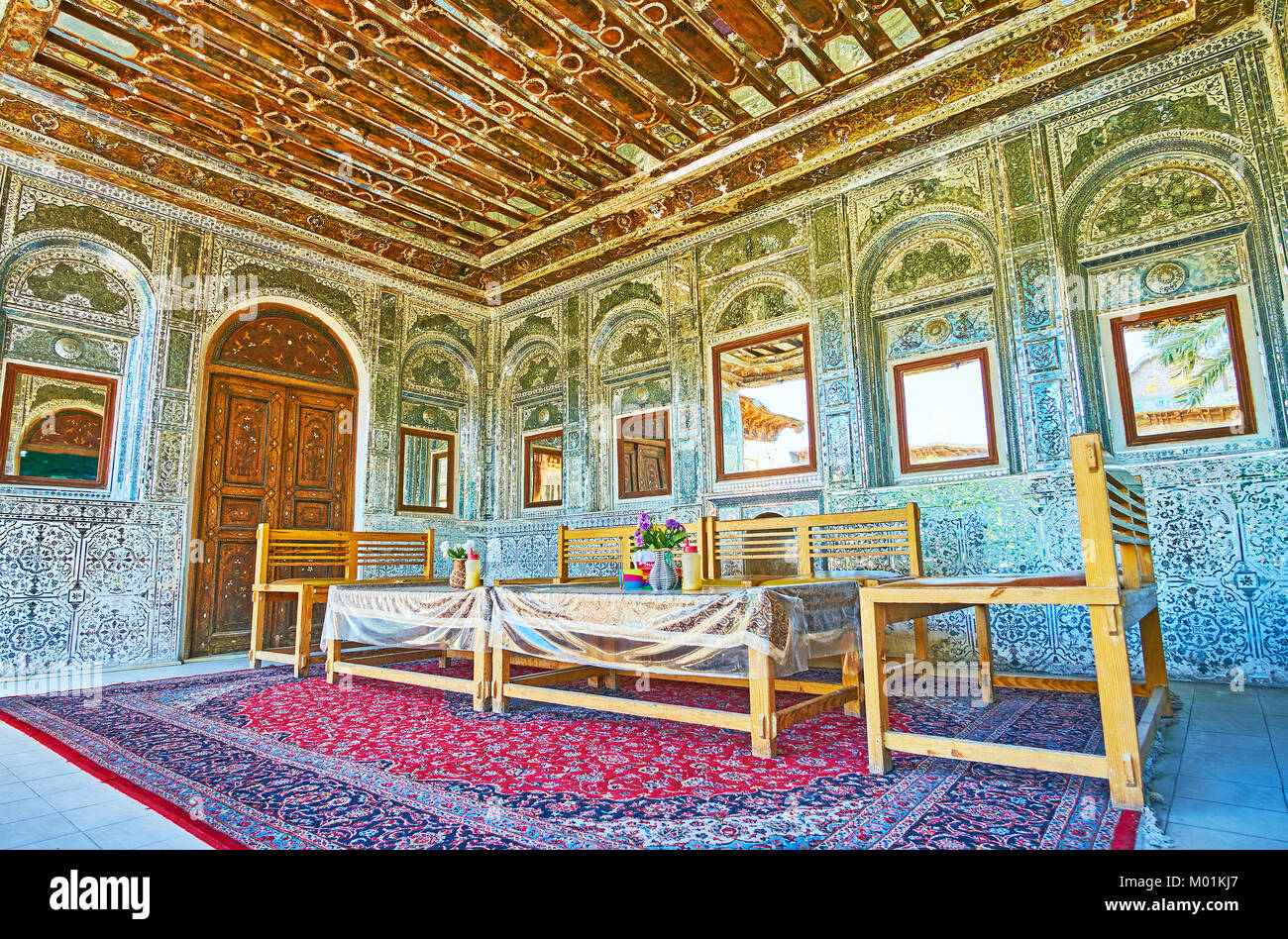 SHIRAZ, IRAN OCTOBER 12, 2017 The summer terrace of Zinat OlMolk