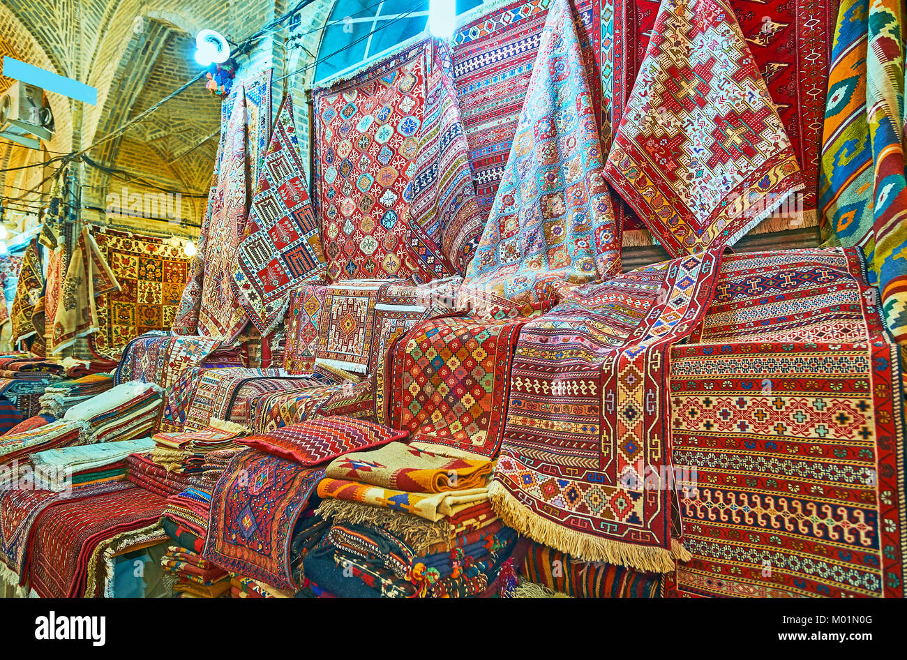 The Persian carpets are popular gift from Iran, Vakil Bazaar of Shiraz ...