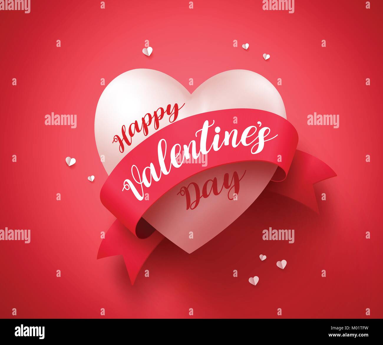 Happy valentines day vector banner design with typography and realistic ...