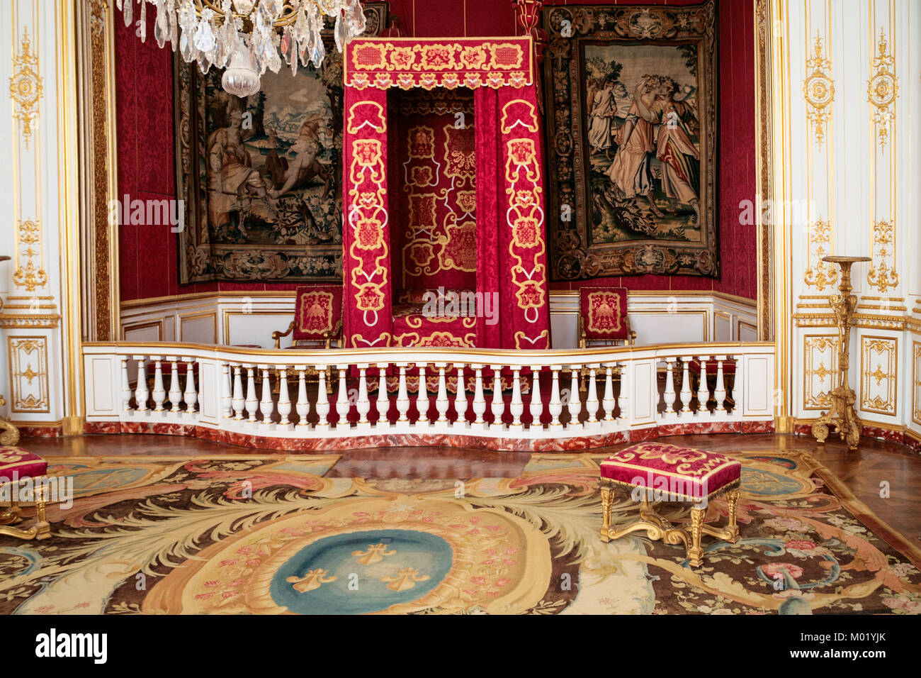CHAMBORD, FRANCE - JULY 7, 2010: Louis XIV ceremonial bedroom in castle Chateau de Chambord. Chambord is the largest chateau in the Loire Valley, it w Stock Photo