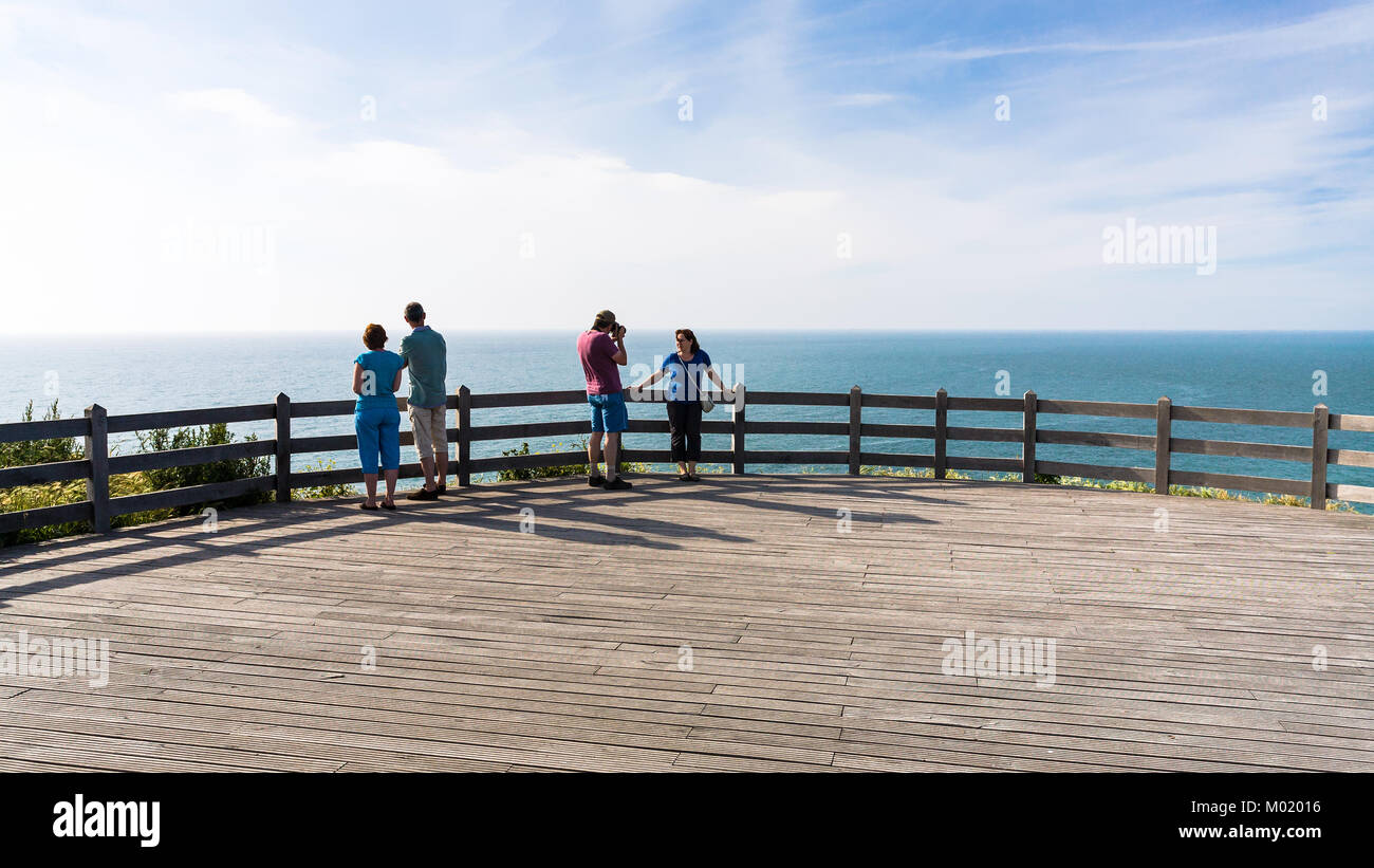 AUDINGHEN, FRANCE - JUNE 30, 2010: tourists on viewpoint on Cap Gris ...