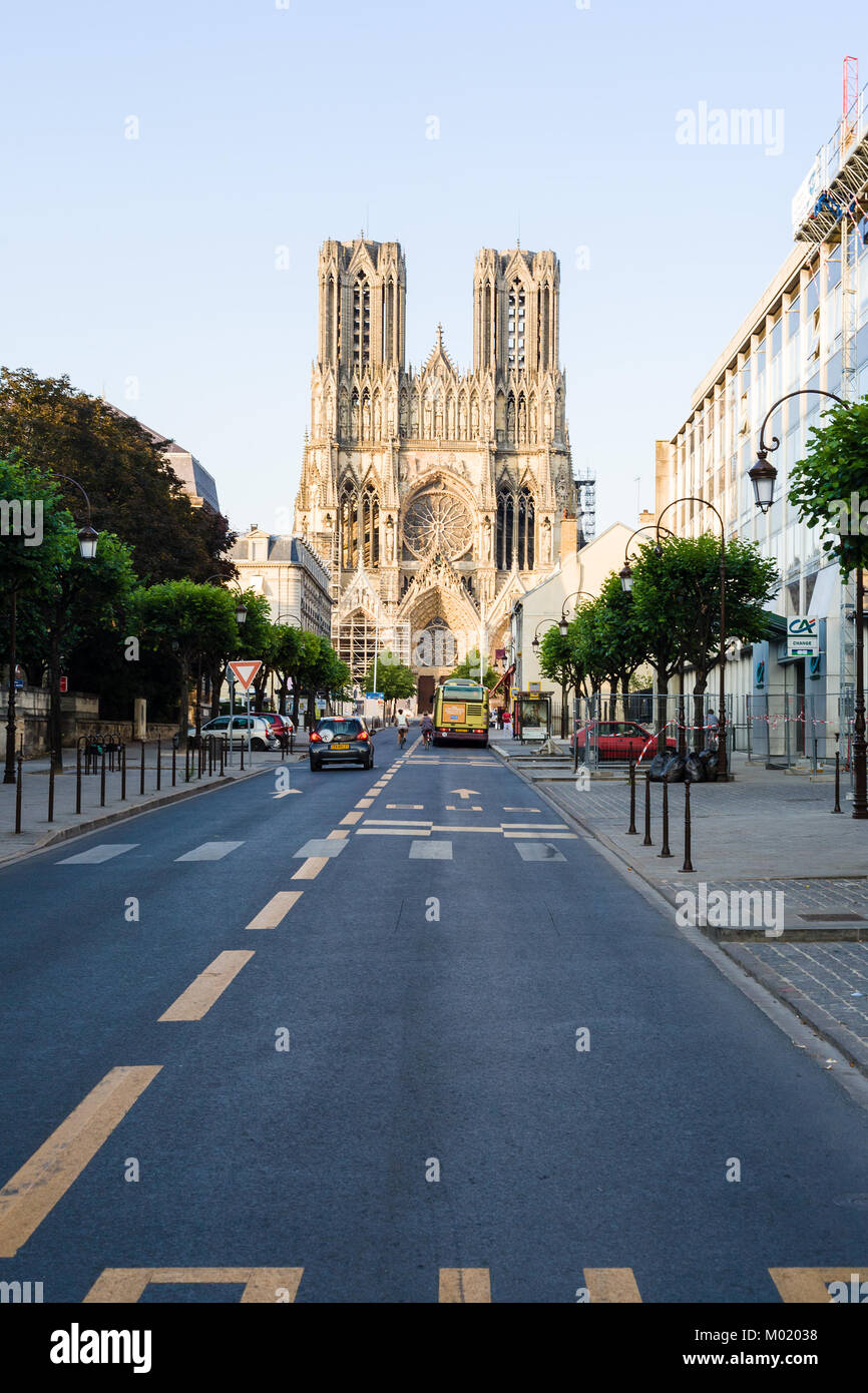 REIMS, FRANCE JUNE 28, 2010 view of Reims Cathedral (NotreDame de