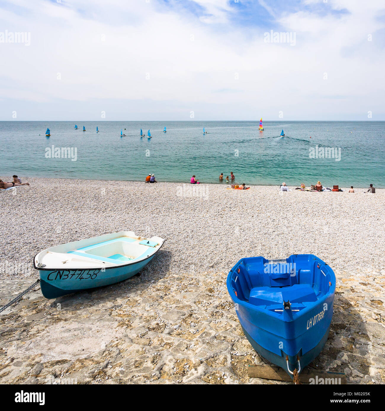 Boats On Beach Etretat Normandy High Resolution Stock Photography and ...