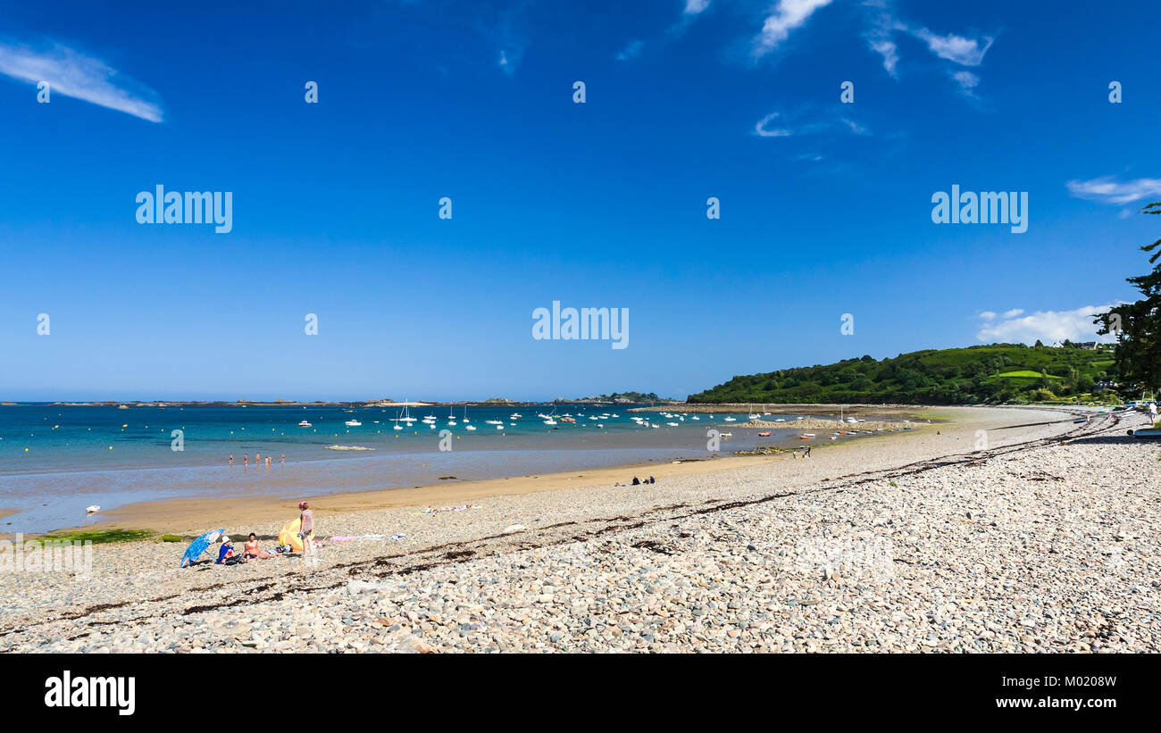 Ploubazlanec France July 3 2010 People On Beach Plage
