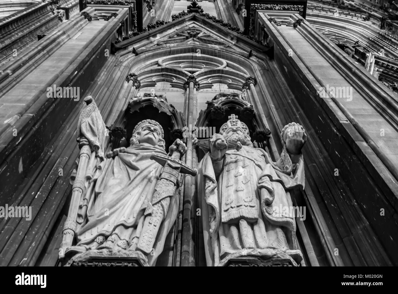 Statues at Cathedral Saint Peter, Cologne Stock Photo
