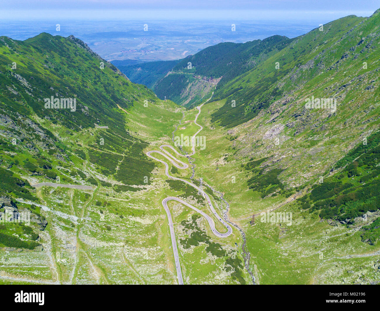 Aerial View Of Transfagarasan Winding Highway In Romania Stock Photo aerial-view-of-transfagarasan-winding-highway-in-romania-stock-photo