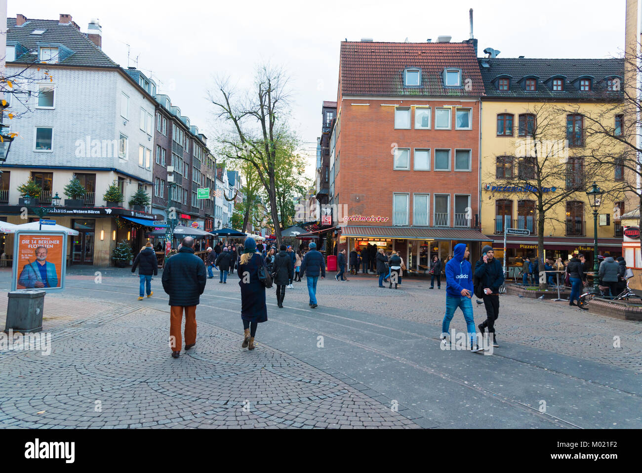 Dusseldorf, Germany - November 27, 2017 : Street view of historical old