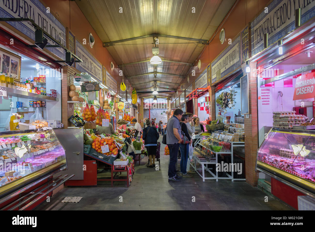 Triana indoor food market in Seville, Spain Stock Photo