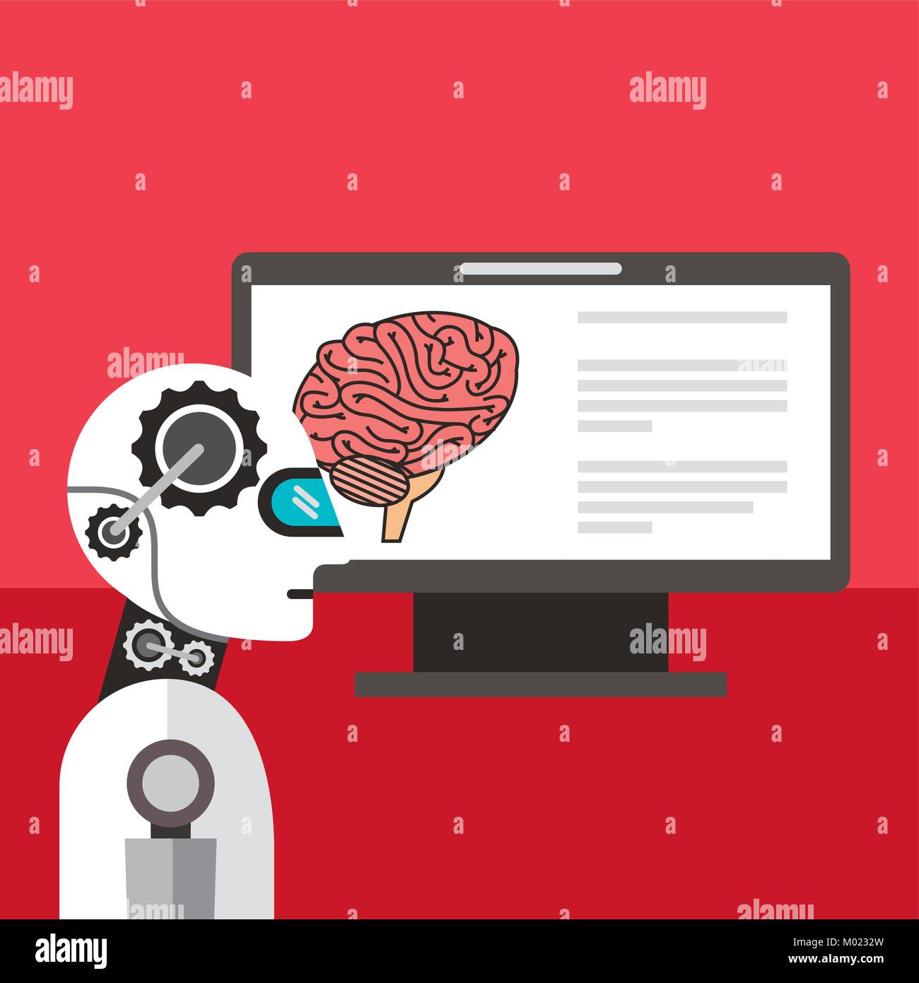 artificial intelligence computer brain thinking Stock Vector Image ...