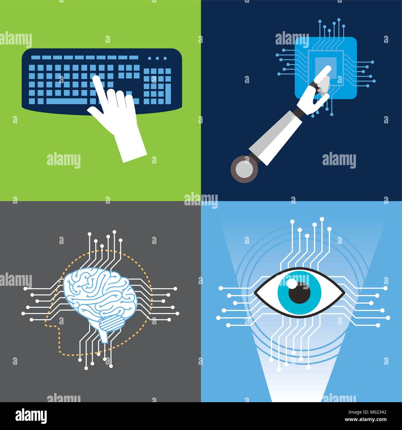 artificial intelligence icons set technology Stock Vector Image & Art ...