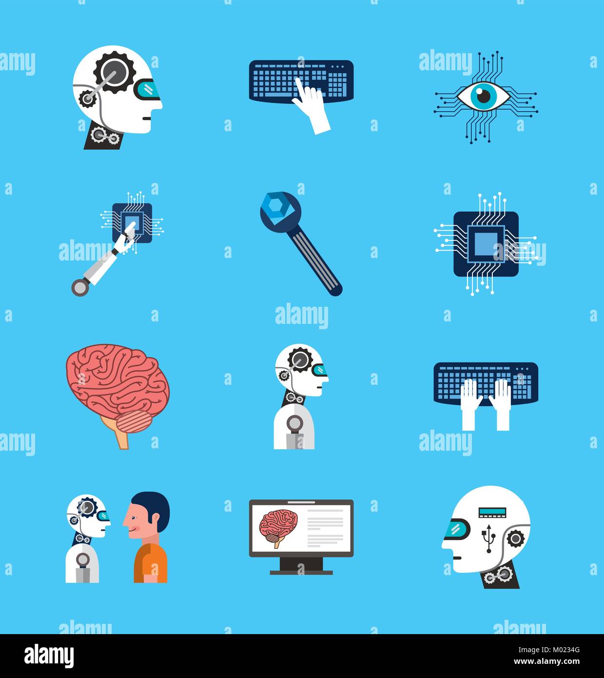 artificial intelligence icons set technology Stock Vector Image & Art ...