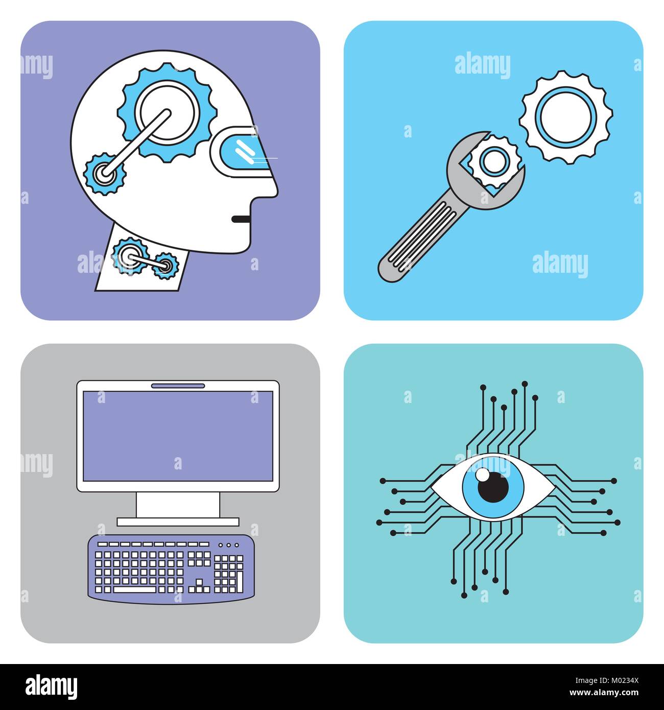 artificial intelligence icons set technology Stock Vector Image & Art ...