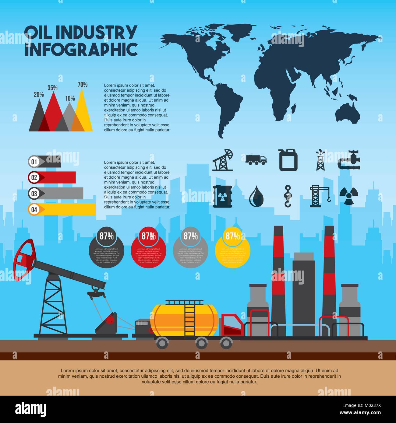 oil industry infographic world process petroleum Stock Vector Image