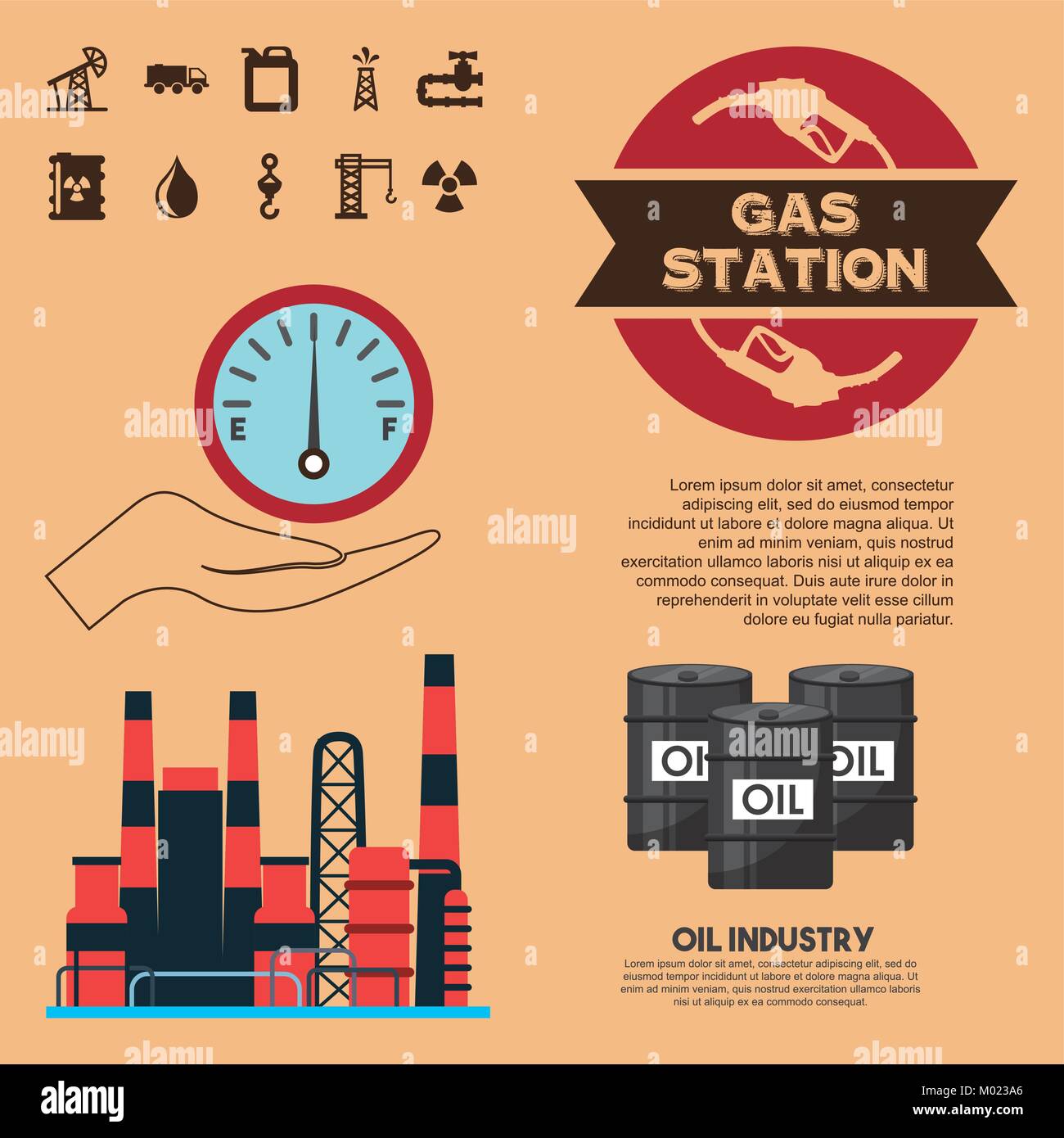 oil industry gas station trasnport factory business Stock Vector Image