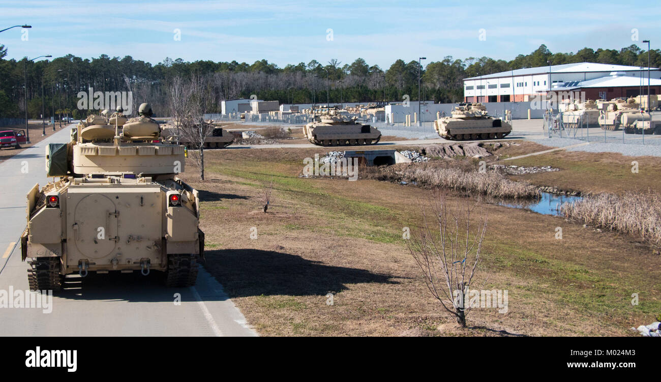 Troopers of 6th Squadron, 8th Cavalry Regiment, 2nd Armored Brigade Combat Team, 3rd Infantry Division, received their M3 Cavalry Fighting Vehicles Jan. 11, at Fort Stewart, Ga. Stock Photo