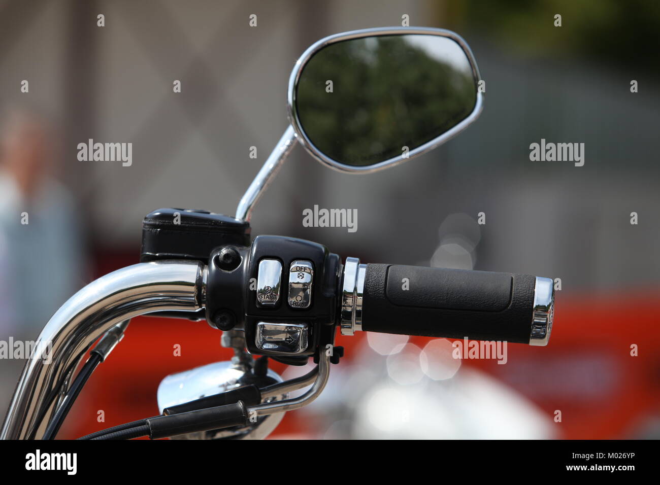 motorcycle rear view mirror Stock Photo