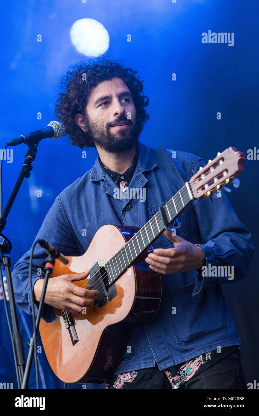 The Swedish singer, songwriter and musician José Gonzáles performs a live concert at the Norwegian music festival Piknik i Parken in Oslo. Norway, 28/06 2015. Stock Photo