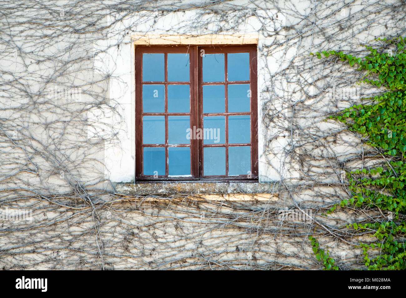 travel to France brown wooden window in outdoor wall of old house