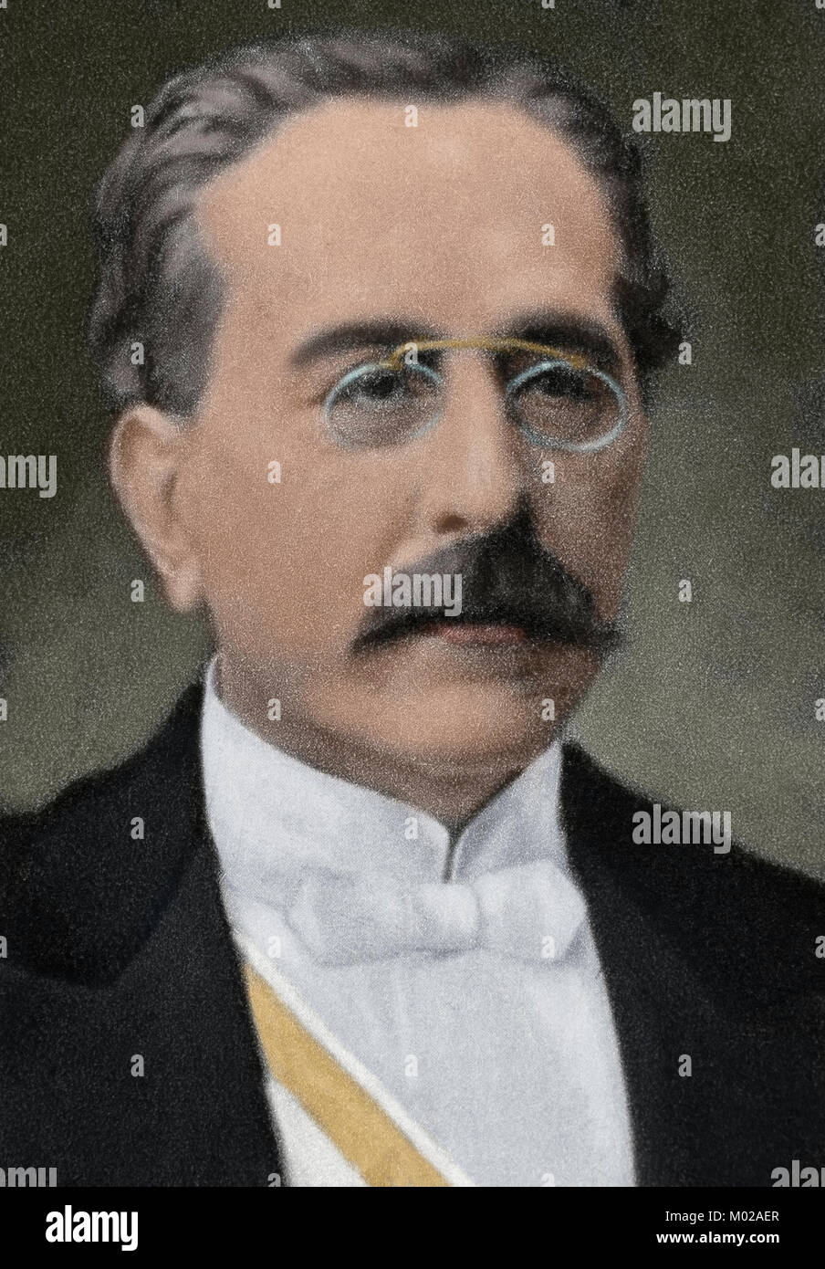 Camilo Fabra and Fontanills (1833-1902). First Marquis of Alella. Industrial, aristocrat and Catalan politician. He was deputy, senator and mayor of Barcelona in 1893. Portrait. Photography. Colored. Stock Photo