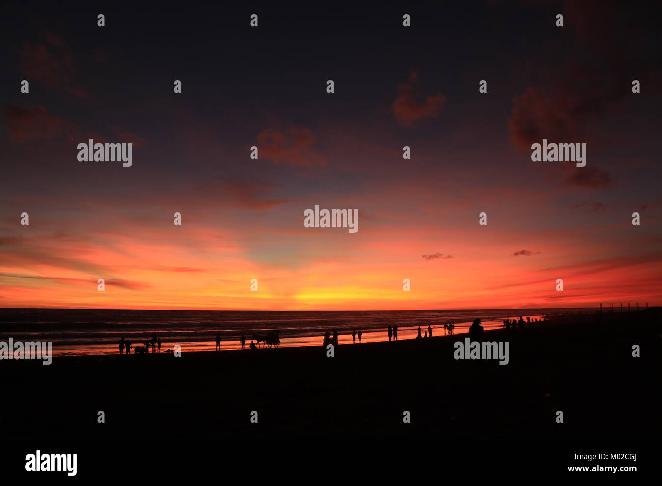 Beautiful Sunset on Parangtritis Beach Yogyakarta Stock Photo