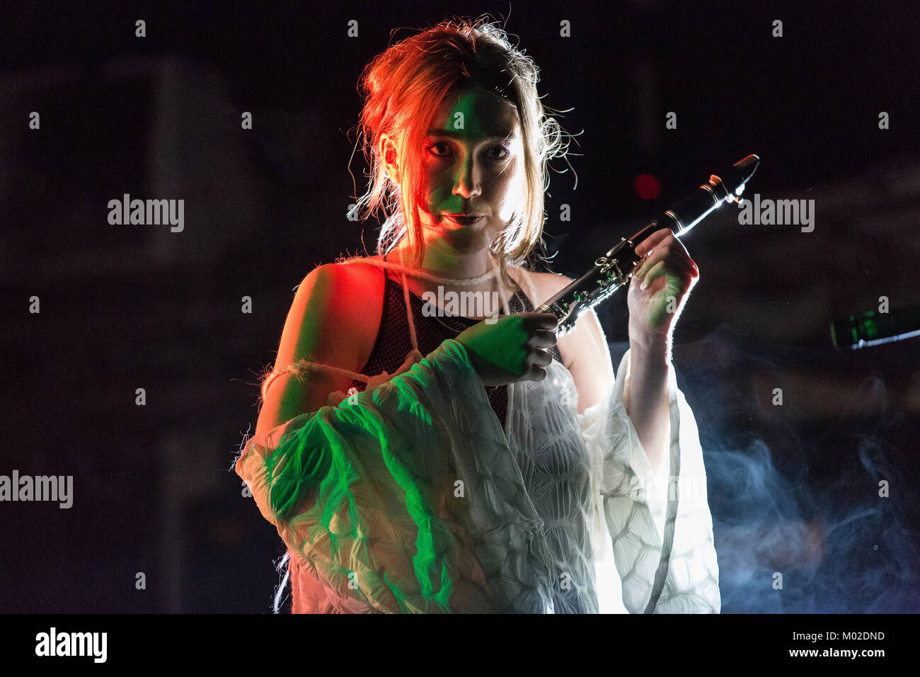 The Icelandic electronic music trio Samaris performs a live concert at