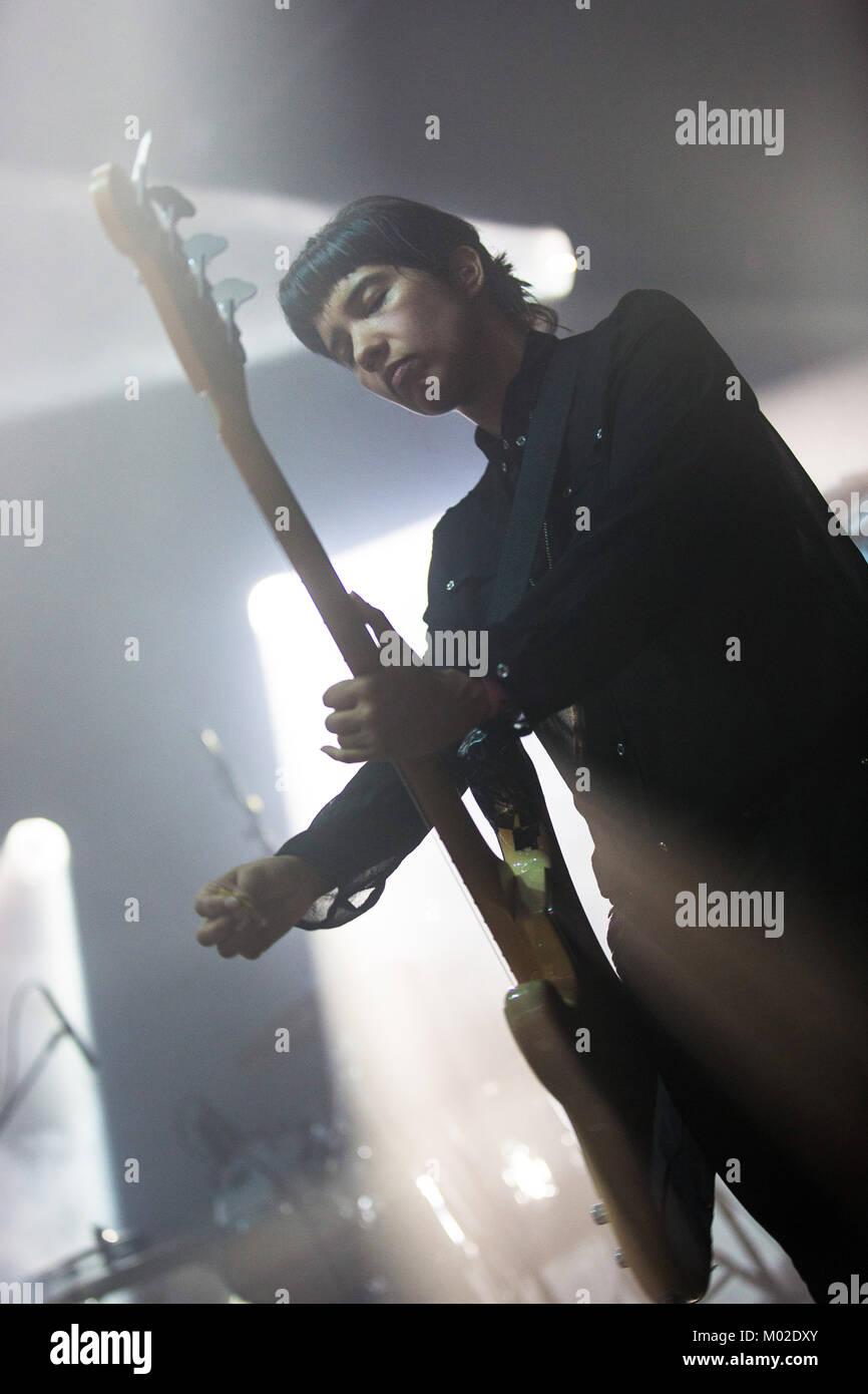 The English postpunk band Savages performs a live concert at the