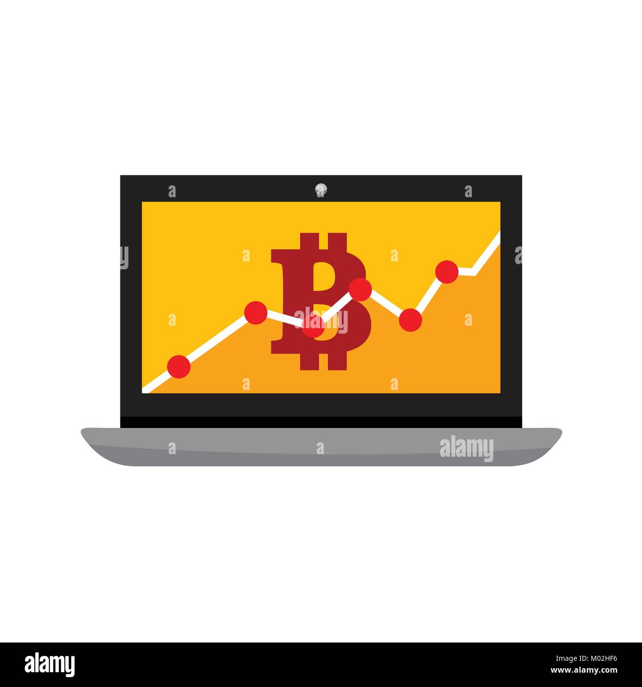 Bitcoin Statistic Chart Laptop Computer Vector Illustration Graphic Stock Vector