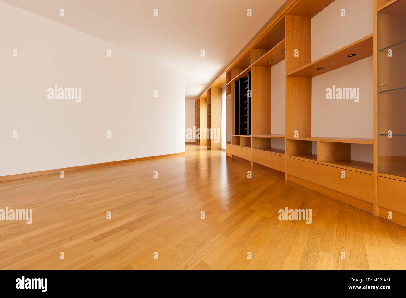 beautiful apartment, interior, wall cabinet in empty room Stock Photo