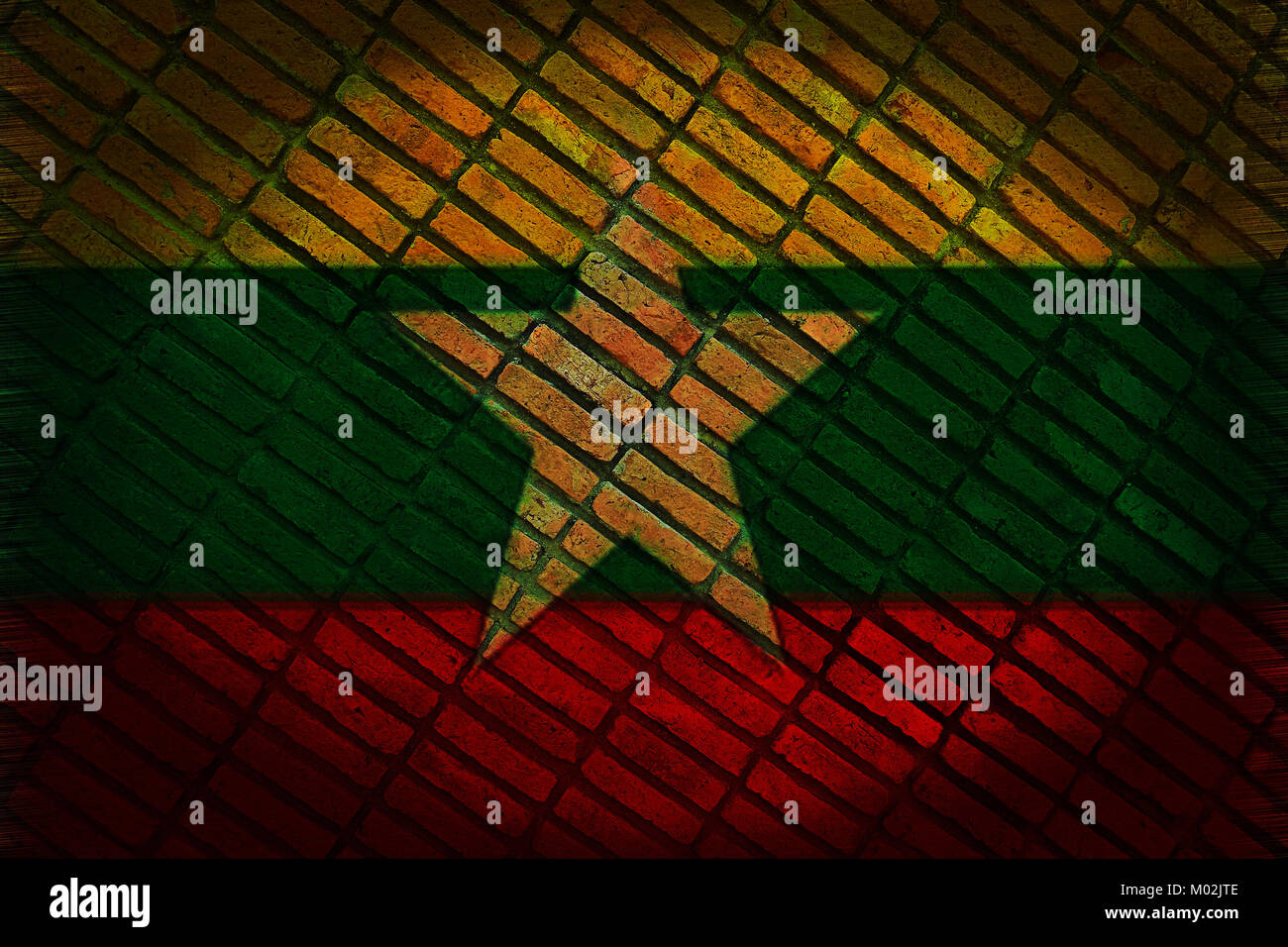 Grungy Flag of Myanmar on Vintage block Stock Photo - Alamy