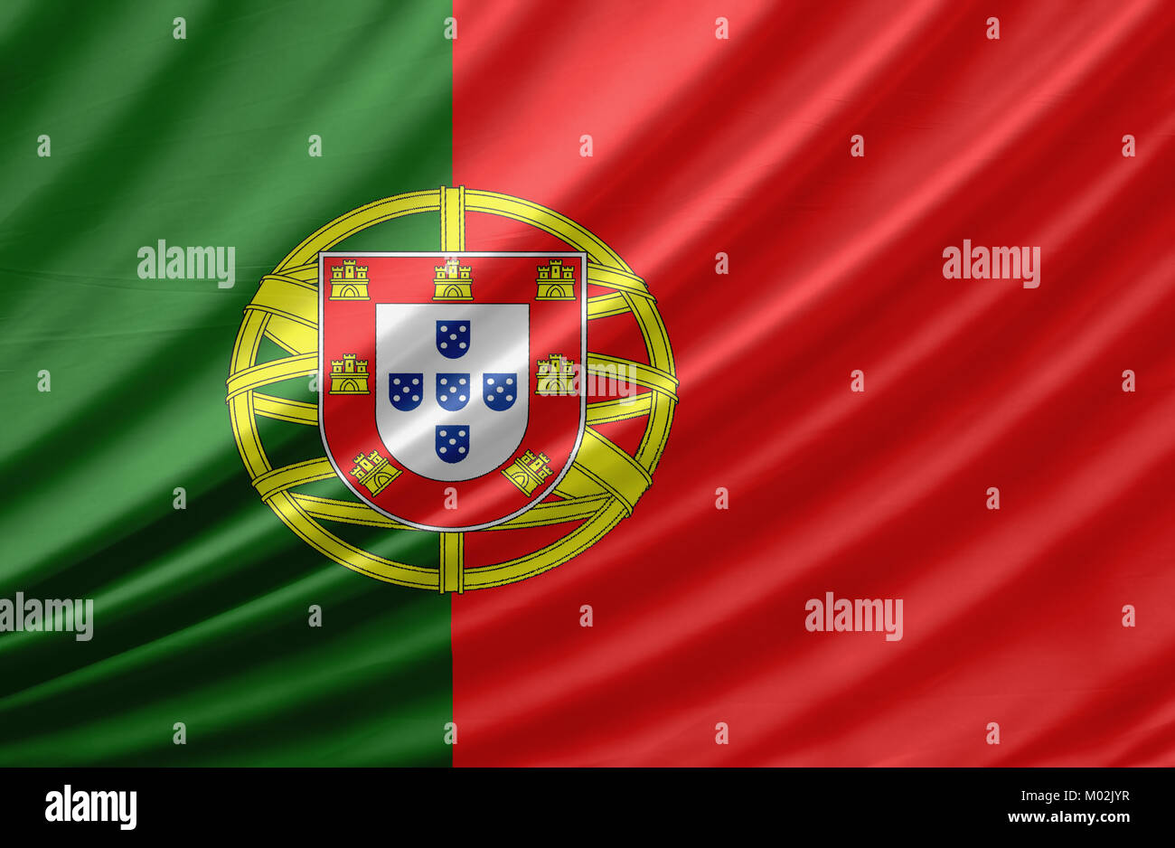 Waving Flag Of Portugal Flag Has Real Fabric Texture Stock Photo Alamy