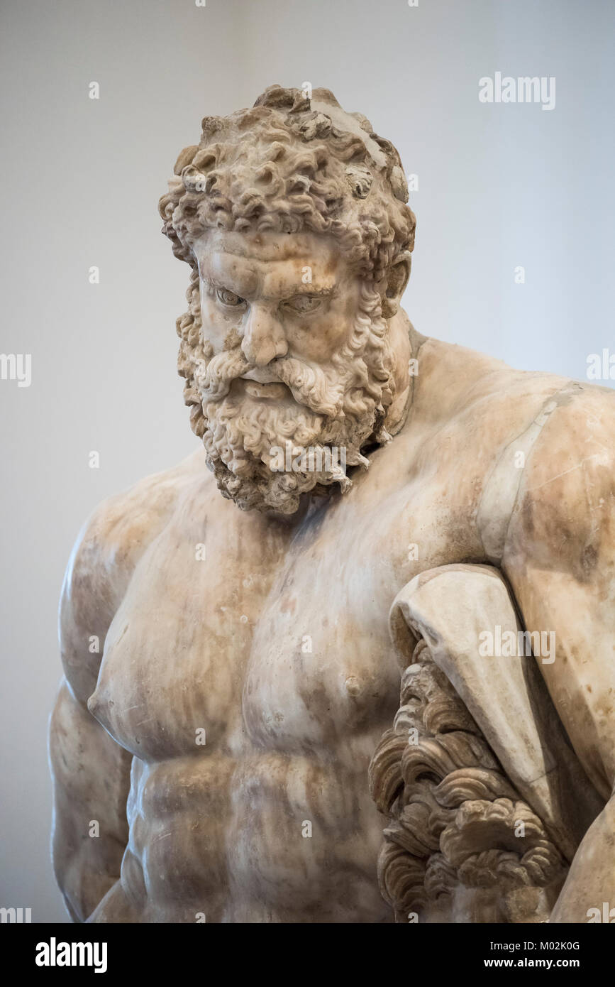 Naples. Italy. The Farnese Hercules, Museo Archeologico Nazionale di Napoli. Naples National Archaeological Museum.  Hercules at rest, Roman copy, end Stock Photo