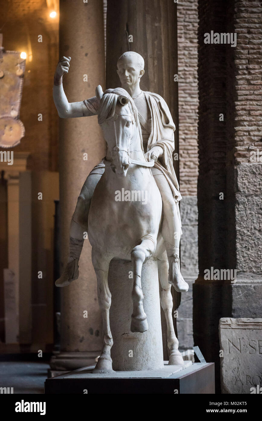 Naples. Italy. Equestrian statue of Marcus Nonius Balbus, from Herculaneum. Museo Archeologico Nazionale di Napoli. National Archaeological Museum. Stock Photo