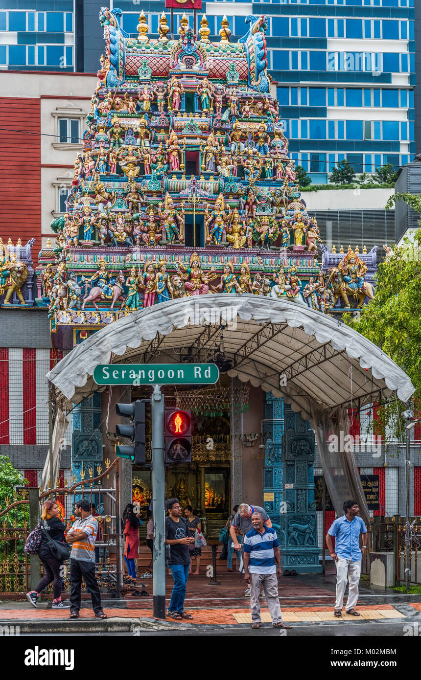 people in the streets of Little India, Singapore Stock Photo