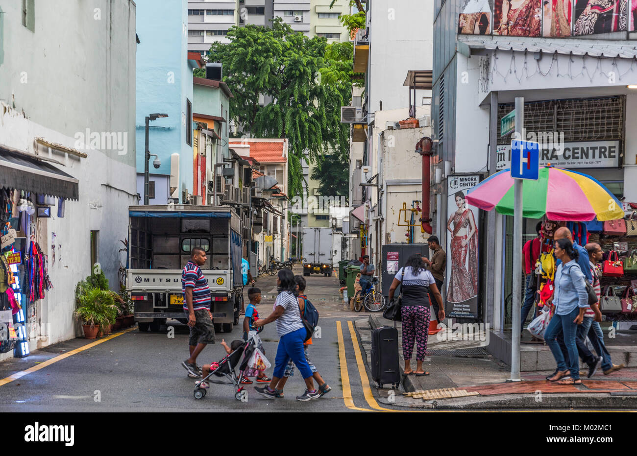 people in the streets of Little India, Singapore Stock Photo