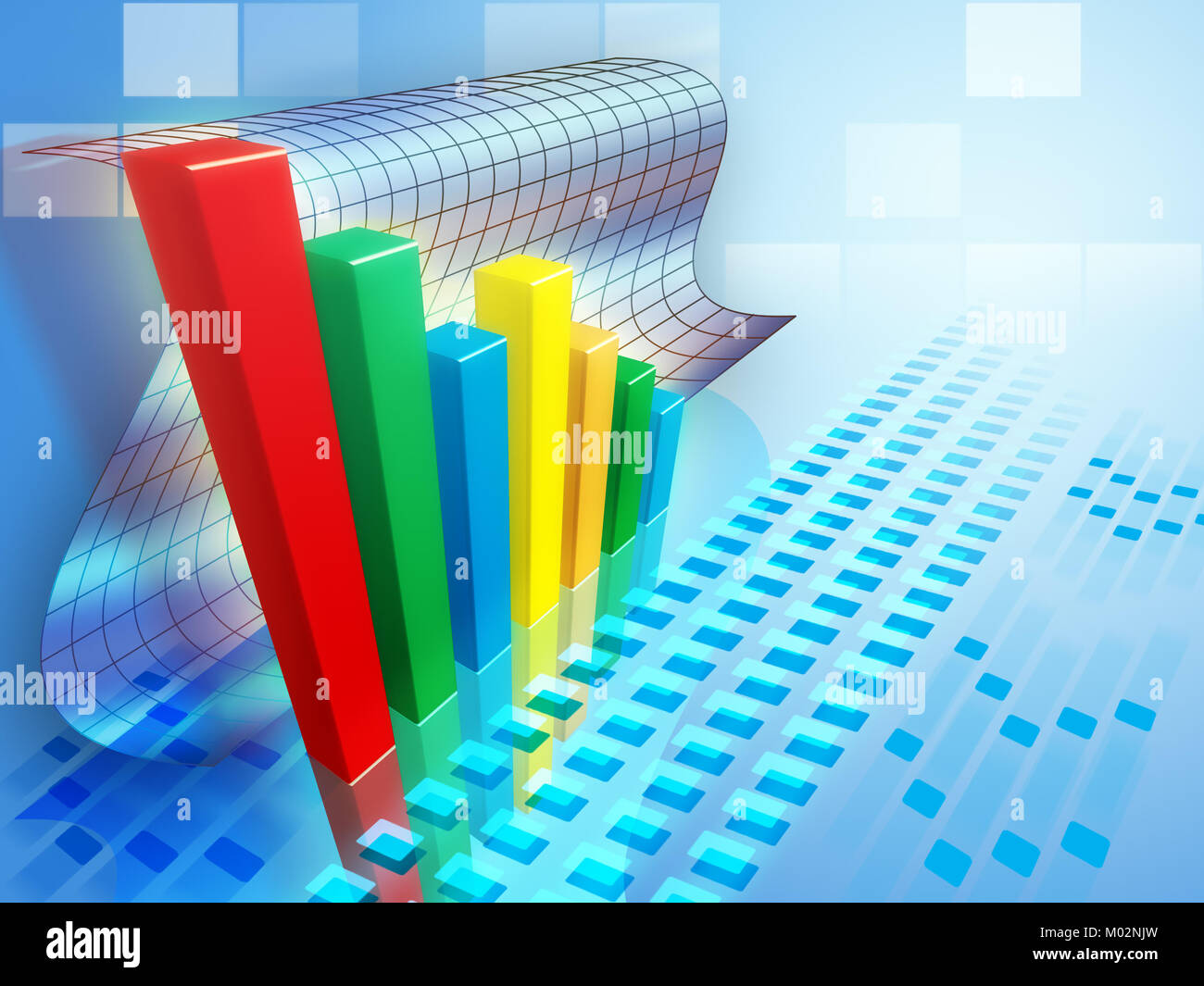 Bar chart indicating a positive trend. Digital illustration. Stock Photo