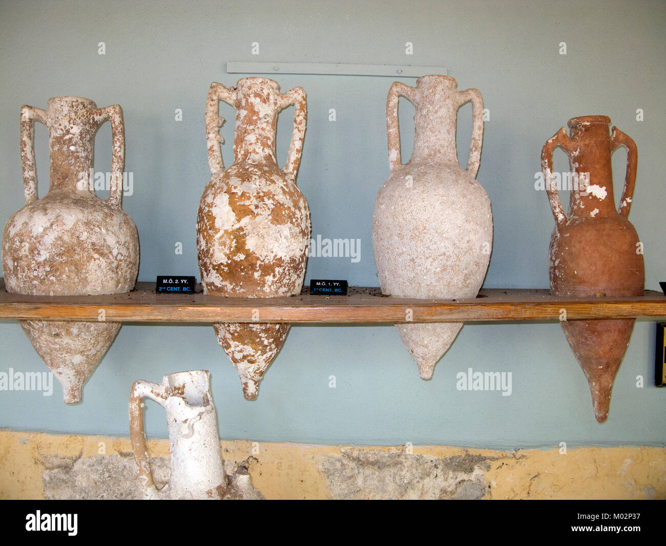 Amphoras, underwater findings at Aegean coast, underwater archaeology museum at Bodrum, Turkey, Mediteranean sea, Europe Stock Photo