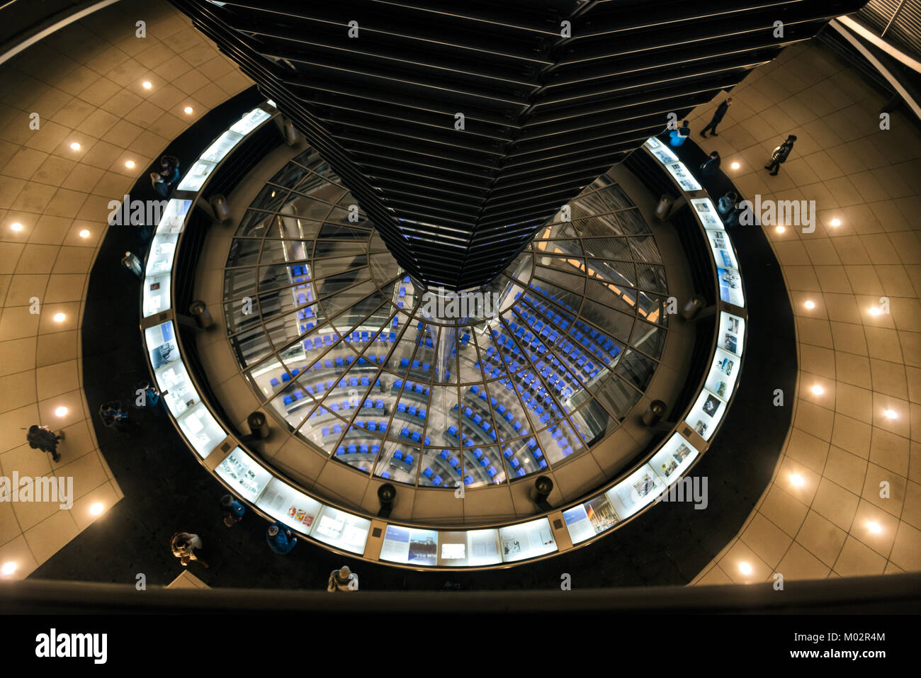 December 15. 2017 BERLIN: Inside the cupola of the Reichstag building in Berlin at night. Stock Photo
