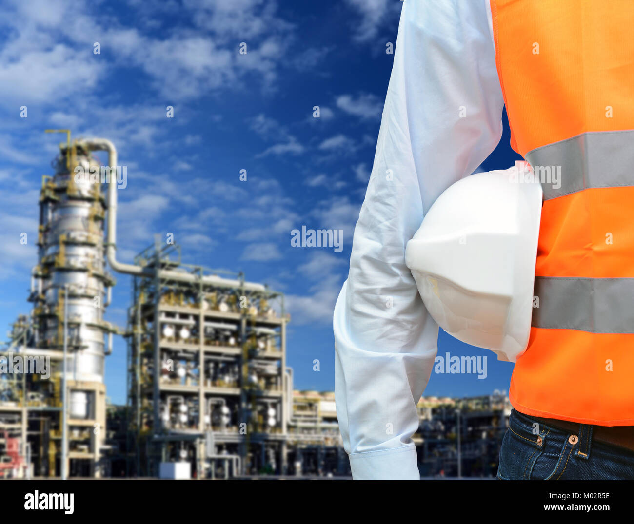 engineer works in a refinery for the production of fuel Stock Photo