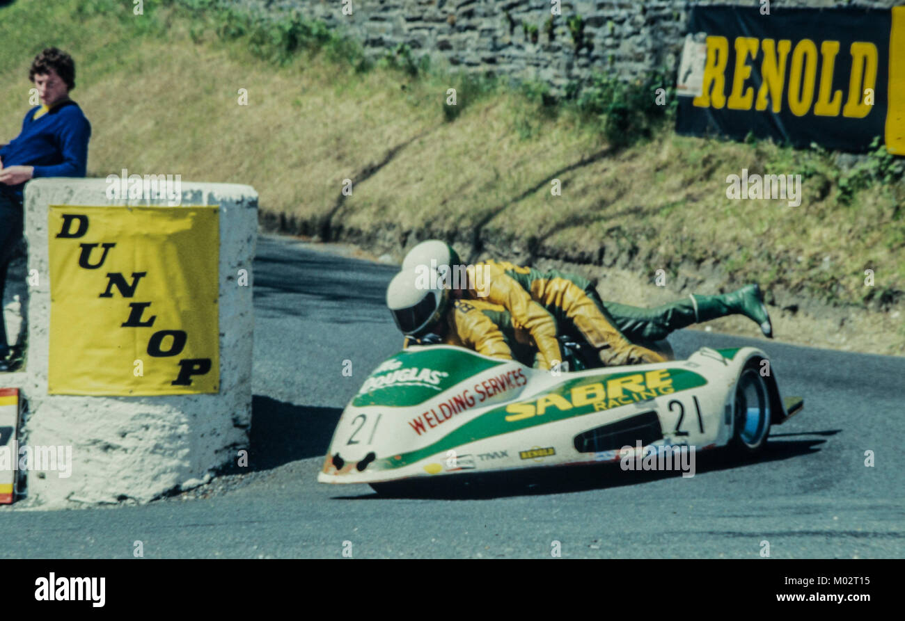 June 1983 Isle of Man TT races, sidecar event race Stock Photo - Alamy