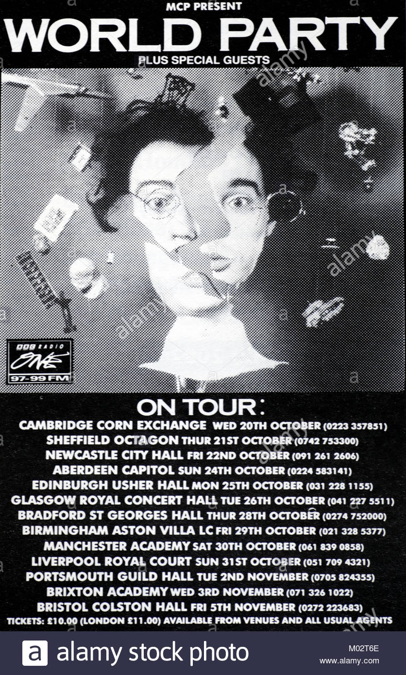 Magazine advert with UK tour dates for World Party 1993 Stock Photo