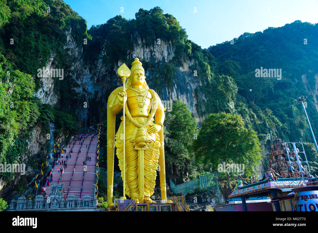 Murugan Statue, giant golden figures at Batu Caves, Kuala Lumpur, one of the most famous destination in Malaysia Stock Photo
