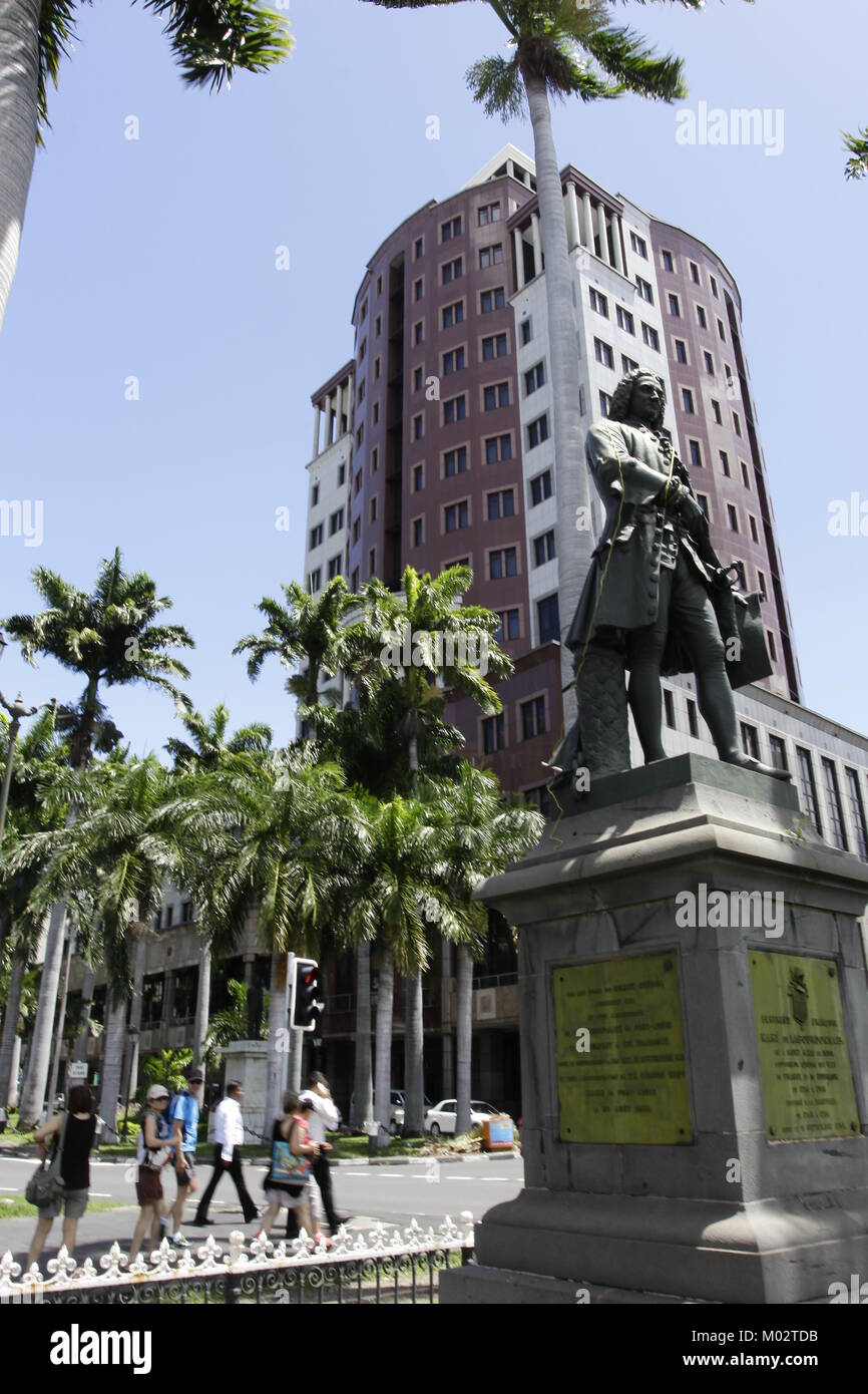 The city's most imposing boulevard, Place d'Armes' is lined with royal palms and leads up to Government House, a beautiful French-colonial structure d Stock Photo