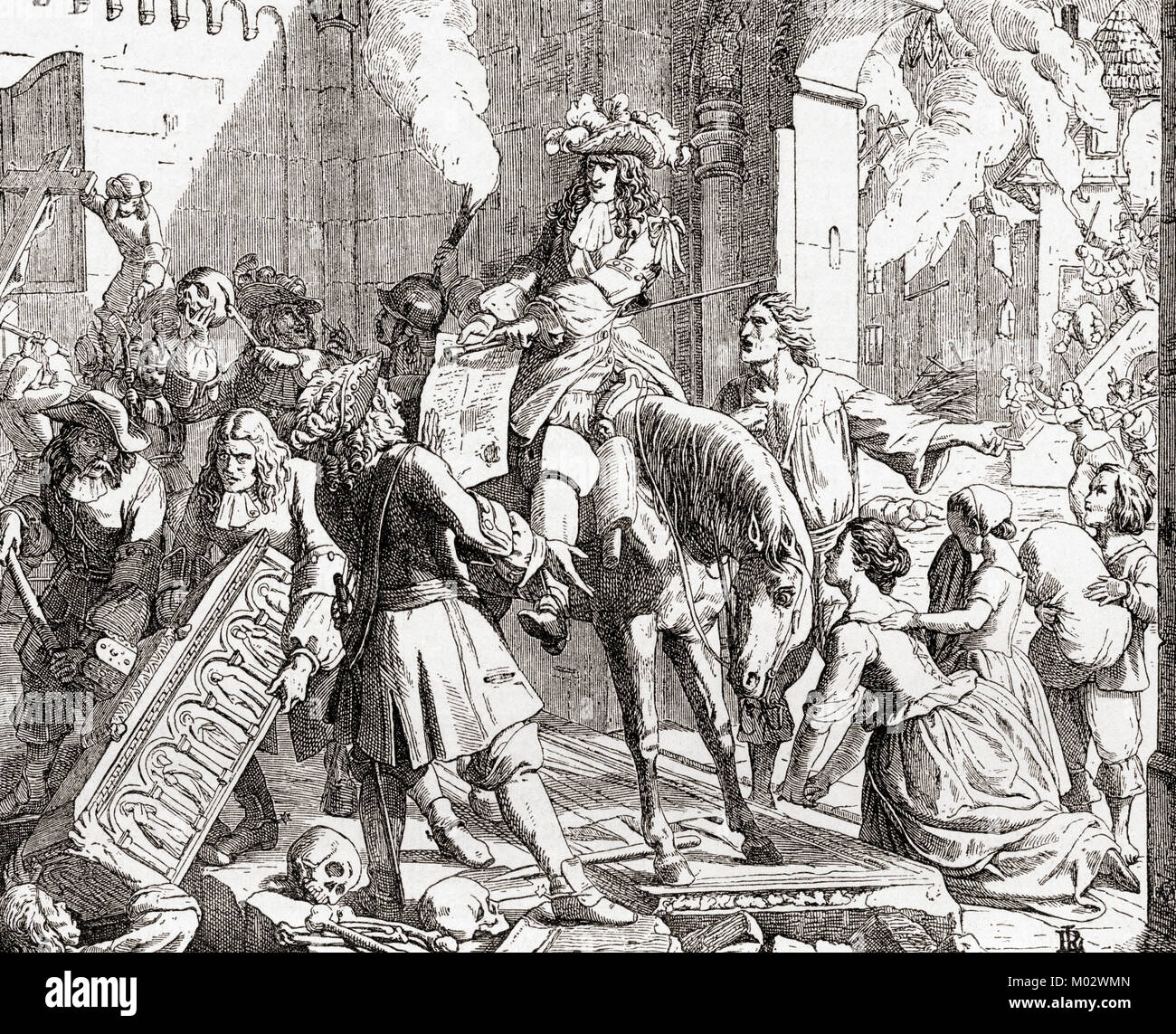 King Louis XIV of France in the palatinate at the start of the Nine Years' War (1688–97).   From Ward and Lock's Illustrated History of the World, published c.1882. Stock Photo
